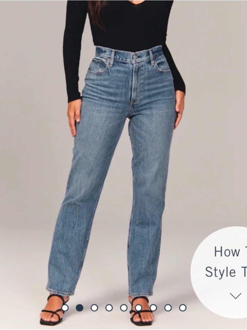 Abercrombie & Fitch High-Rise Straight Leg Jeans - Light Blue Denim petite